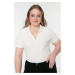 Trendyol Curve White Ribbed Knitted Blouse