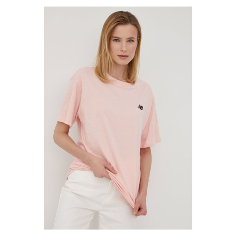 Bavlnené tričko New Balance UT21503PIE-PIE, ružová farba,