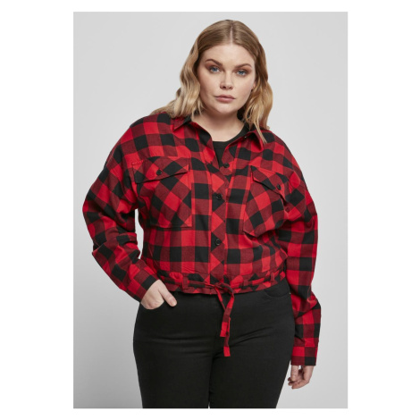 Women's short oversized shirt black/red