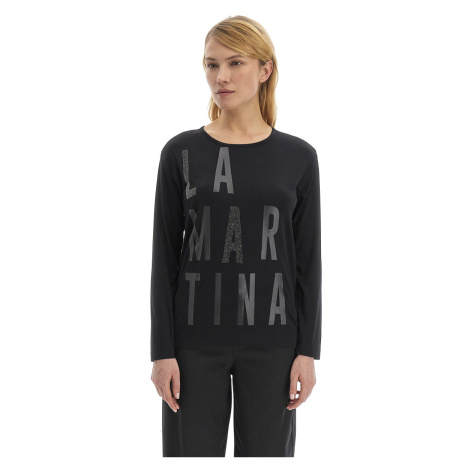 Tričko La Martina Woman T-Shirt L/S Viscose Jers Black