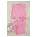 Trendyol Pink Striped Rainbow Printed Viscose Knitted Pajama Set