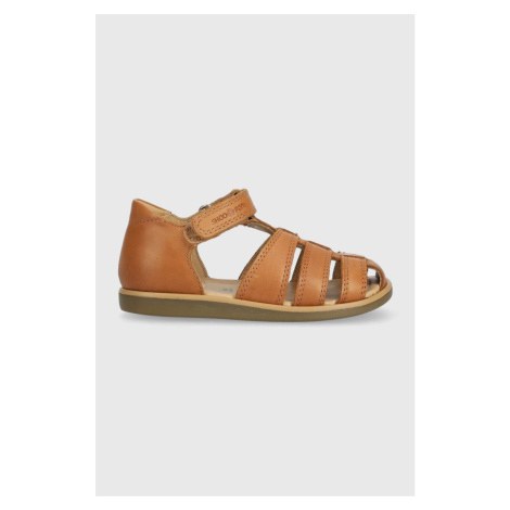 Detské kožené sandále Shoo Pom hnedá farba