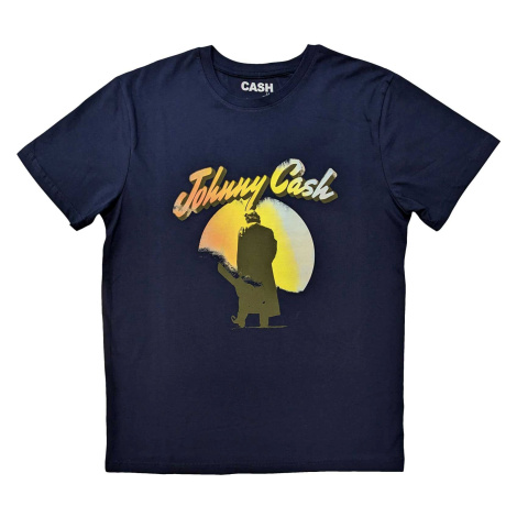 Johnny Cash tričko Walking Guitar Modrá
