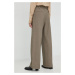 Nohavice By Malene Birger dámske, hnedá farba, široké, vysoký pás