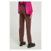 Nohavice JDY geggo dámske, hnedá farba, rovné, stredne vysoký pás