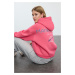 Trendyol Pink Back Print Detailed Hooded Thick Inside Fleece Knitted Sweatshirt