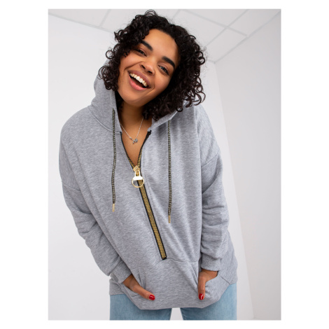 Grey melange plus size hoodie by Amanda