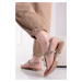 Ružovozlaté kožené nízke sandále 1-28197