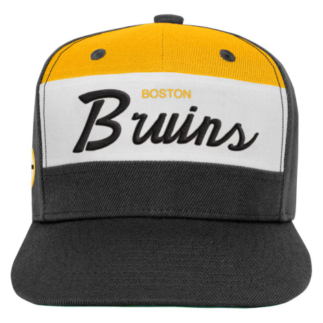 Boston Bruins detská čiapka flat šiltovka Retro Script Color Block Adjustable Hat Black Mitchell & Ness
