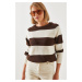 Bianco Lucci Women's Striped Sweater Raglan