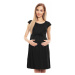 Čierne elegantné rozšírené šaty s mašľou pre tehotné