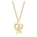 Briliantový náhrdelník zo žltého 585 zlata - okrúhly briliant v obryse srdca, tenká retiazka