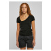 Women's T-shirt with an organic asymmetrical neckline in black