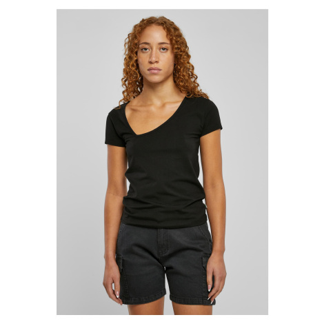 Women's T-shirt with an organic asymmetrical neckline in black Urban Classics