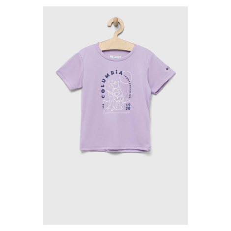 Detské tričko Columbia Mirror Creek Short Sleeve Graphic Shirt fialová farba
