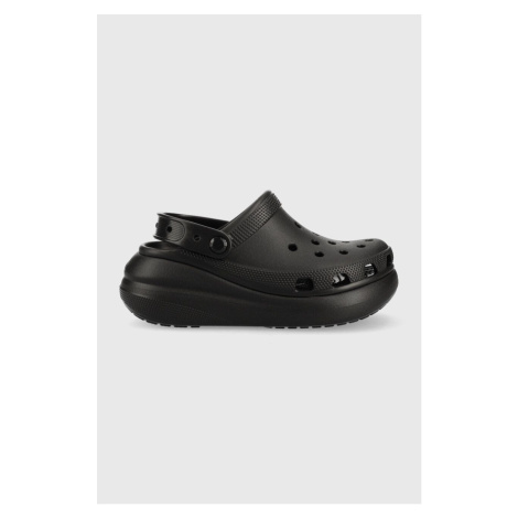 Šľapky Crocs Classic Crush Clog dámske, čierna farba, na platforme, 207521