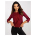 Short burgundy formal blouse with 3/4 sleeves