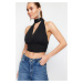 Trendyol Black Crop Lined Woven Chiffon Blouse