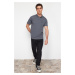 Trendyol Anthracite Regular Cut Deer Patterned Polo Neck T-shirt