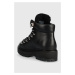 Členkové topánky Tommy Hilfiger Leather Outdoor Flat Boot dámske, čierna farba, na platforme, je