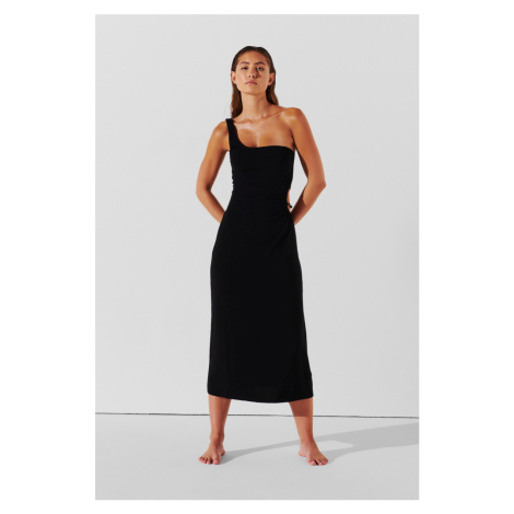 Plážové Oblečenie Karl Lagerfeld Karl Dna One Shoulder Dress Black