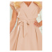 SCARLETT - Rozšírené béžové dámske šaty s preloženým obálkovým výstrihom 348-3