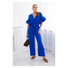 Jumpsuit with a tie at the waist with decorative sleeves cornflower blue