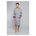 Gabriel Long Sleeve Bathrobe - Melange/Navy Blue