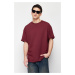 Trendyol Claret Red Oversize/Wide Cut Basic 100% Cotton T-Shirt