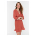 Trendyol Cinnamon Fabric Textured Woven Double Breasted Woven Dress