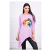 Oversize blouse with purple rainbow lip print