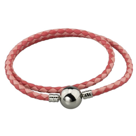 Linda's Jewelry Kožený náramok Dvojitý Ružový Chirurgická oceľ INR088-19 Dĺžka: 20