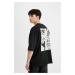 DEFACTO Loose Fit Crew Neck Back Printed Short Sleeve T-Shirt