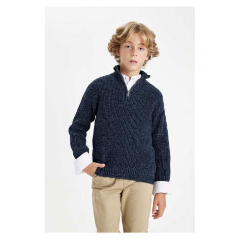 DEFACTO Boy's Half Turtleneck Zippered Knitwear Sweater