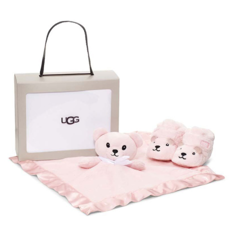 Topánky pre bábätká UGG Bixbee And Lovey Bear Stuffie ružová farba,