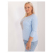 Light blue plus size blouse with print