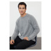 Trendyol Gray Regular Crew Neck Textured Knitwear Sweater