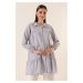 By Saygı Tiered Striped See-through Tunic Shirt Blue
