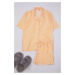 Trendyol Orange Striped Viscose Top Wide Pattern Woven Pajama Set