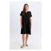 DEFACTO Regular Fit Crew Neck Wrapped Short Sleeve Dress