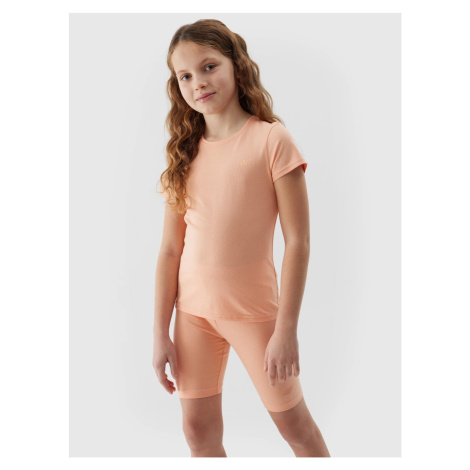 Girls' smooth T-shirt 4F - powder coral