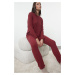 Trendyol Claret Red Soft Touch Ribbed Knitted Pajama Set