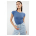 Trendyol Indigo Moon Sleeve Fitted Stretchy Knitted Blouse