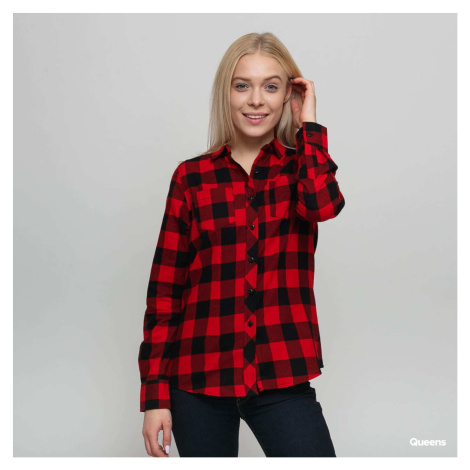 Košeľa Urban Classics Ladies Turnup Checked Flanell Shirt Black/ Red