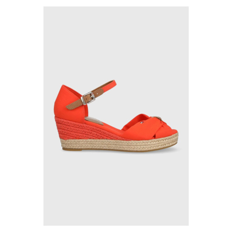 Sandále Tommy Hilfiger BASIC OPENED TOE MID WEDGE oranžová farba, FW0FW04785