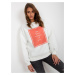 Ecru insulated oversize sweatshirt with print