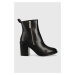 Kožené členkové topánky Tommy Hilfiger Zip High Heel Boot dámske, čierna farba, na podpätku,