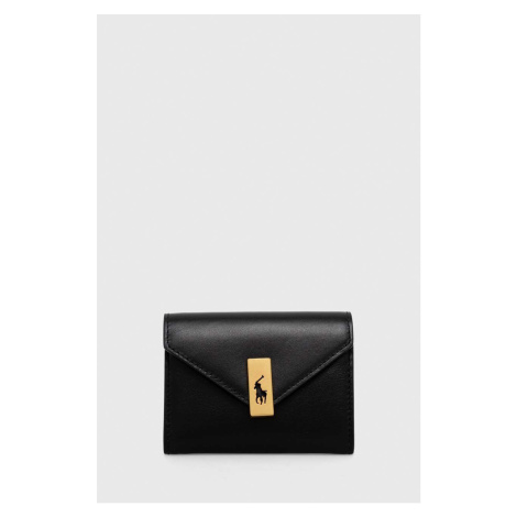 Kožená peňaženka Polo Ralph Lauren dámsky, čierna farba