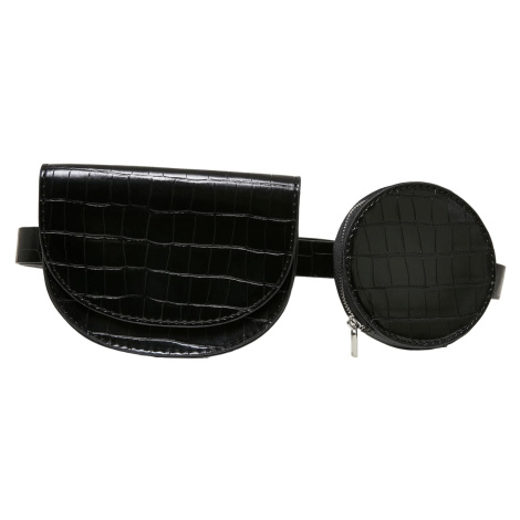 Double handbag made of Croco synthetic leather