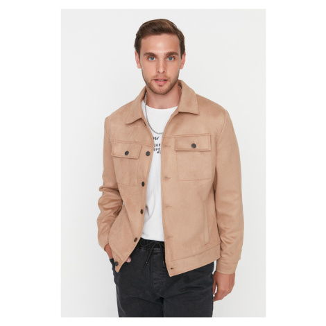 Trendyol Camel Regular Fit Pocket Buttoned Winter Suede Coat